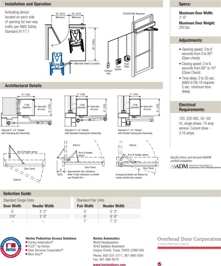 Horton Door Operator 7100- installation, repair, FAQ & Guide